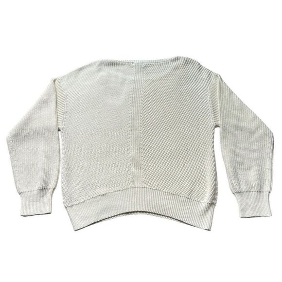 Revolve Bobi Black Cozy Cotton Sweater Womens Large Snow Cream Rib Knit Neutral - Picture 6 of 10